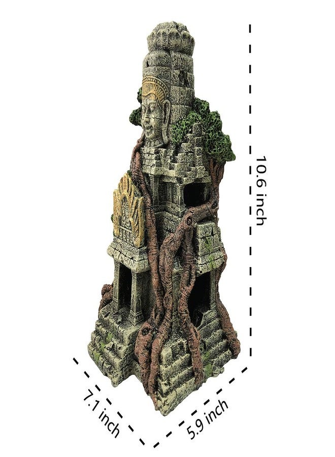 SLOCME Aquarium Large Angkor Wat Buddha Statue Temple Decorations - Angkor Buddha Decor Fish Tank Large Statue Ornament - Image 3